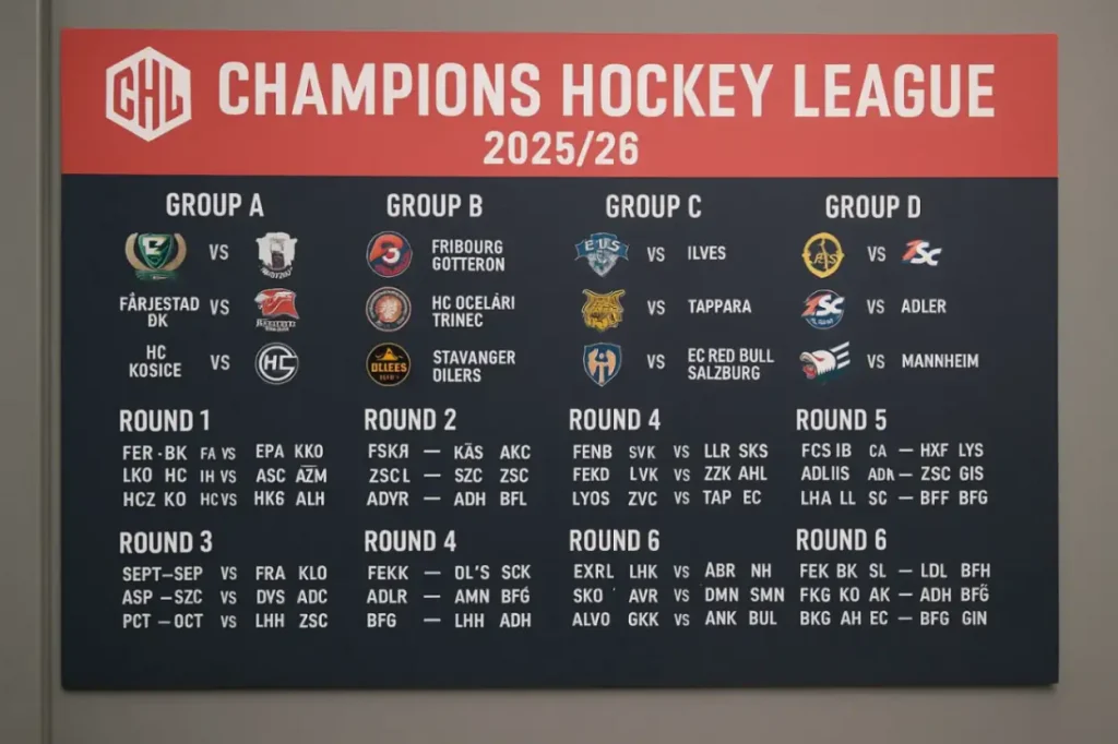 Лига чемпионов по хоккею 2025/26 — участники и расписание Лига чемпионов по хоккею 2025/26 — участники и расписание